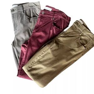 Lot of 3 Loft Jeggings - Green (NWT), Maroon, Gray - Size 6